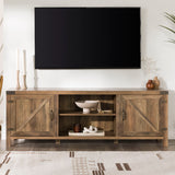 Rustic Farmhouse Double Barn Door 70" TV Stand For 80" TVs With Center Shelves by Walker Edison | Bel Furniture