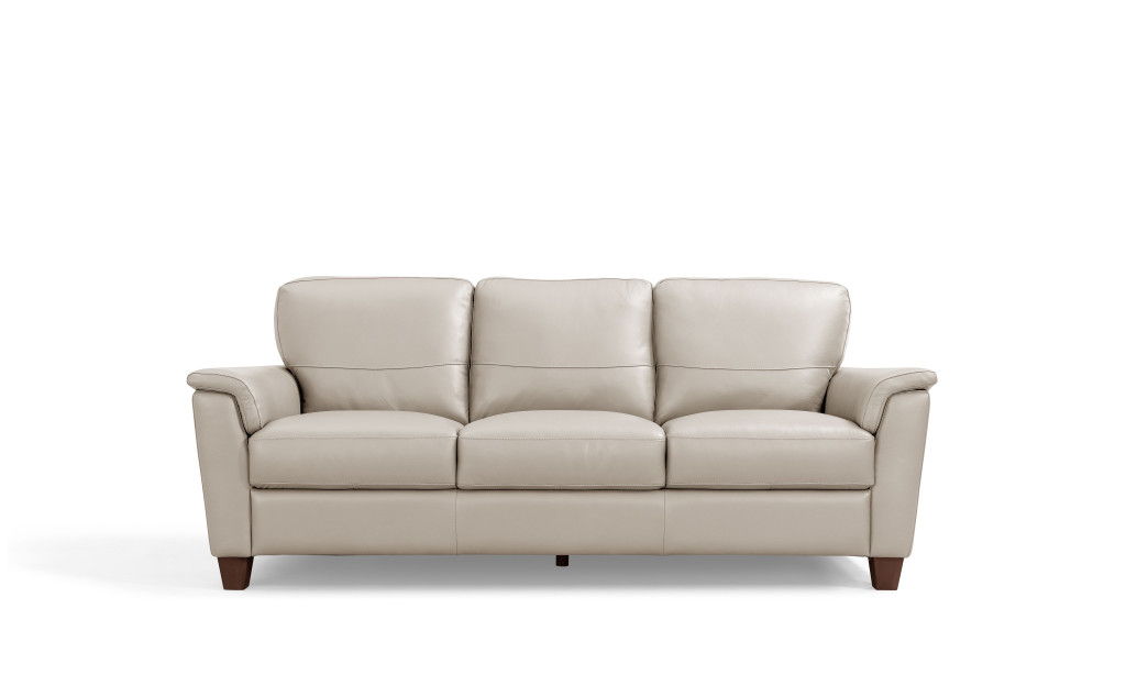 Leather Sofa With Black Legs - Beige