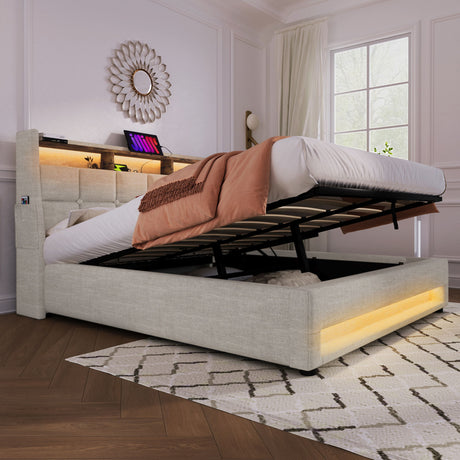 Upholstered Platform Bed With A Hydraulic Storage System, LED And USB Charging (Without Mattress) - view 46
