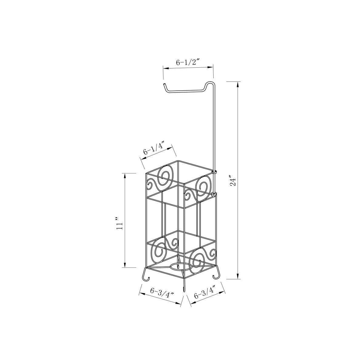 Silver Metal Frame Toilet Paper Holder Stand, Bathroom Tissue Organizer - Silver