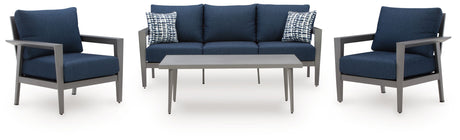 Gali - Gray / Blue - Sofa / Chairs / Table Set (Set of 4) by Signature Design by Ashley® | Bel Furniture