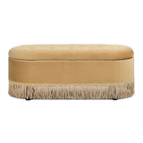 Melinda - Oval Tufted Bullion Fringe Storage Bench by Jennifer Taylor Home | Bel Furniture