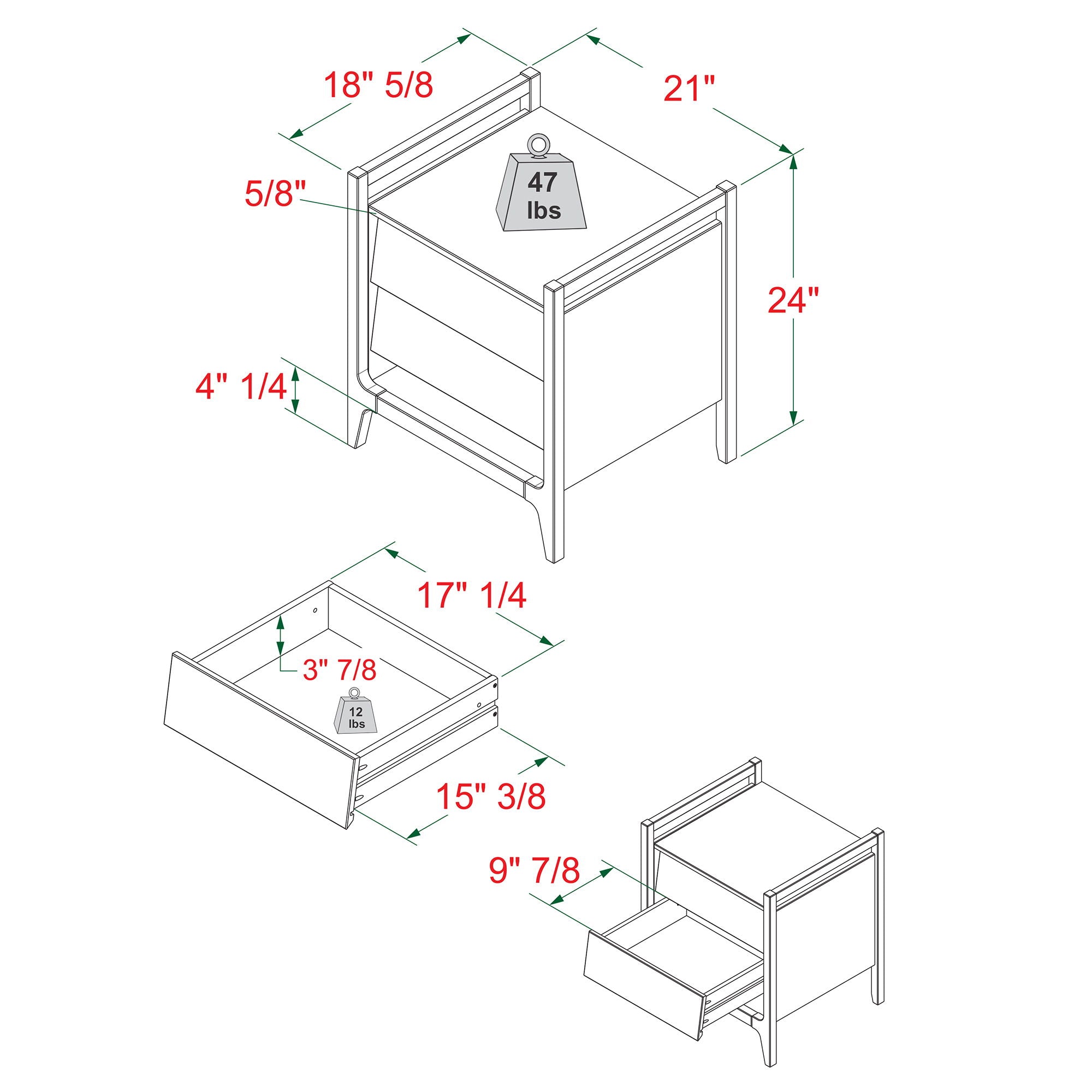 Scandi - Angle Face Solid Wood Nightstand - Caramel