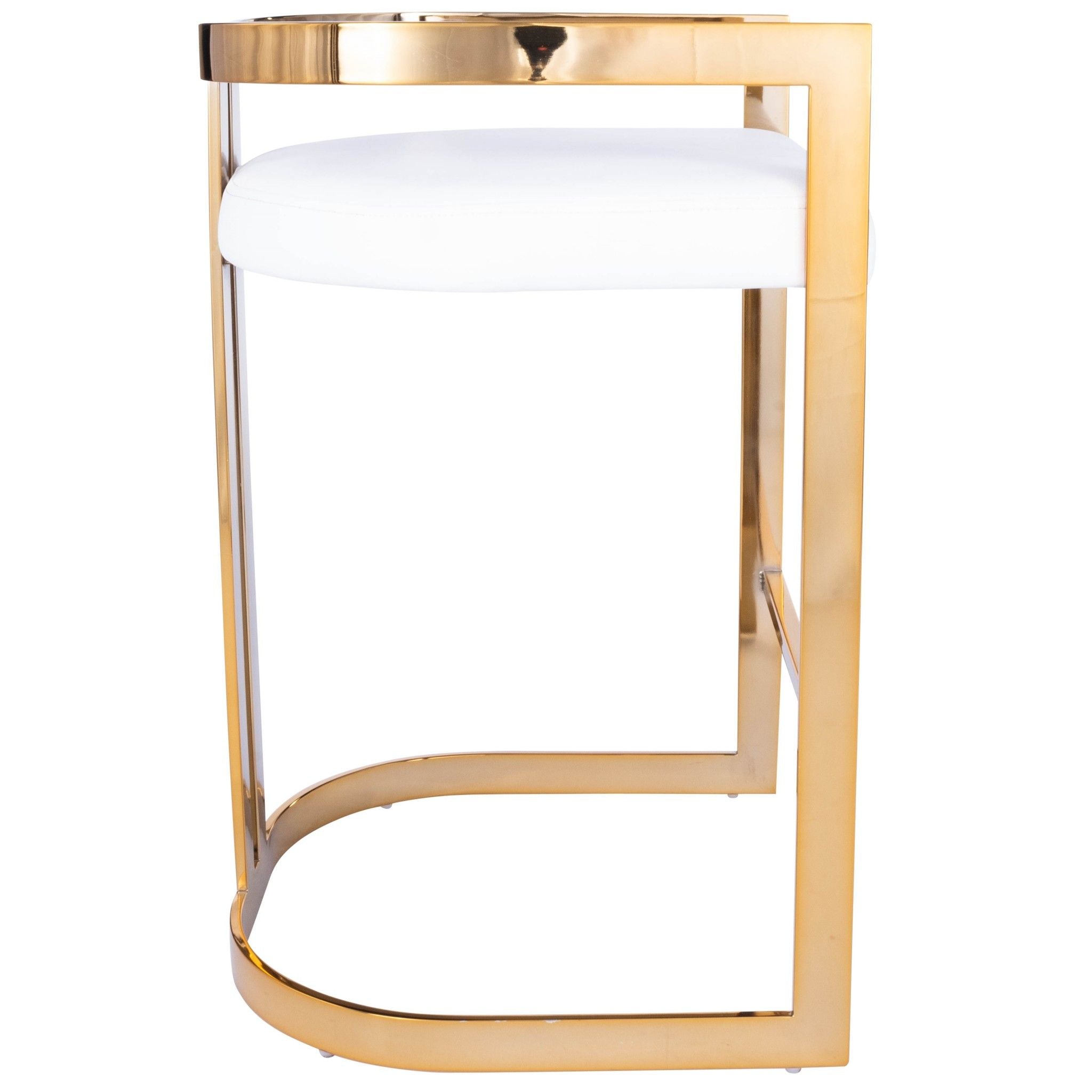 Iron Low Back Counter Height Bar Chair - White / Gold