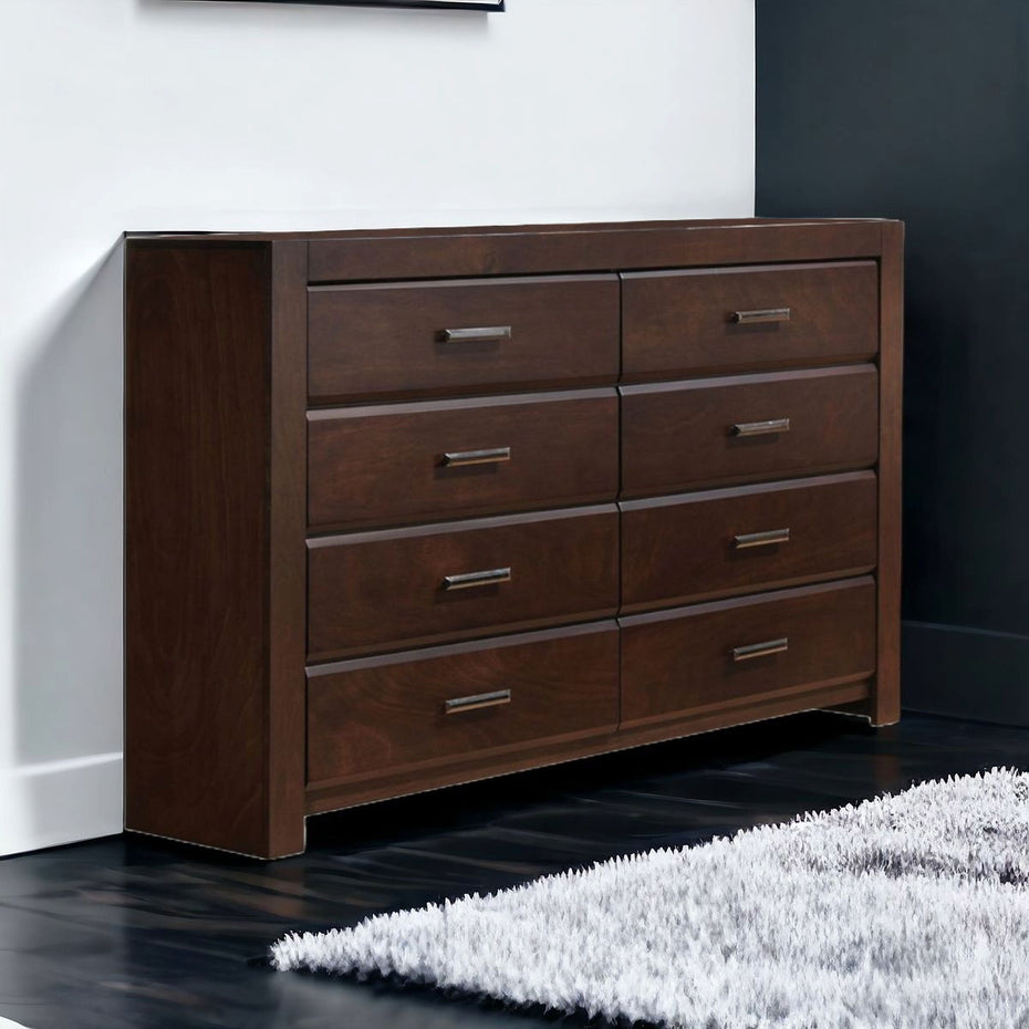 Solid And Manufactured Wood Eight Drawer Double Dresser - Brown