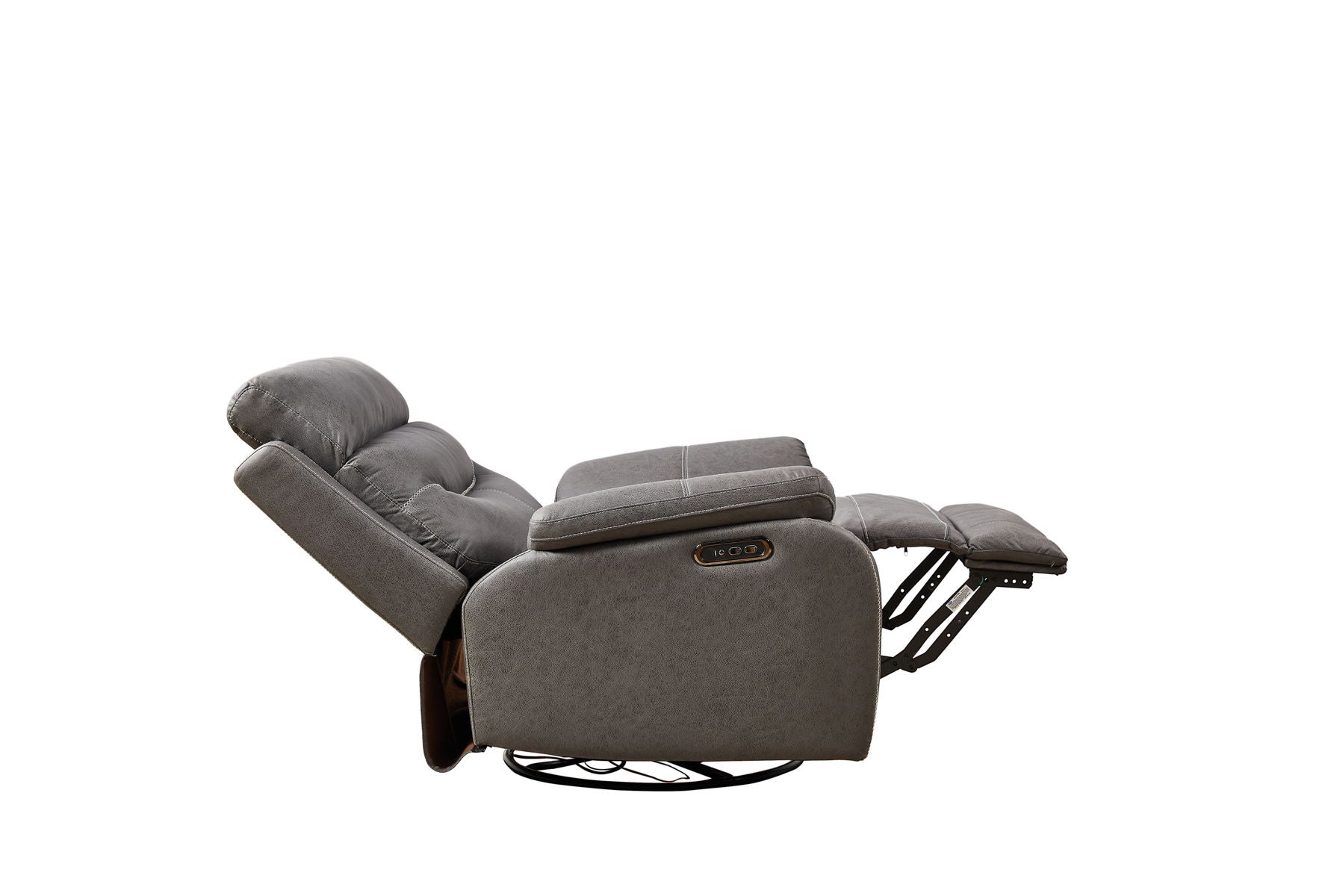 Dual Okin Motor Rocking And 240° Swivel Single Sofa Seat Recliner Chair Infinite Position, Head Rest With Power Function