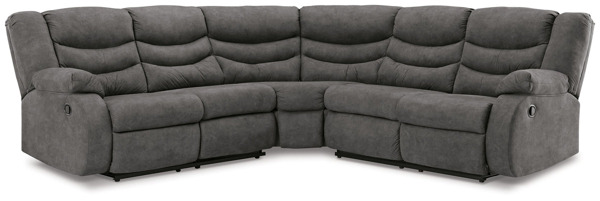 Partymate - Reclining Sectional Dark Gray 2-Piece Reclining Sectional by Signature Design by Ashley® | Bel Furniture