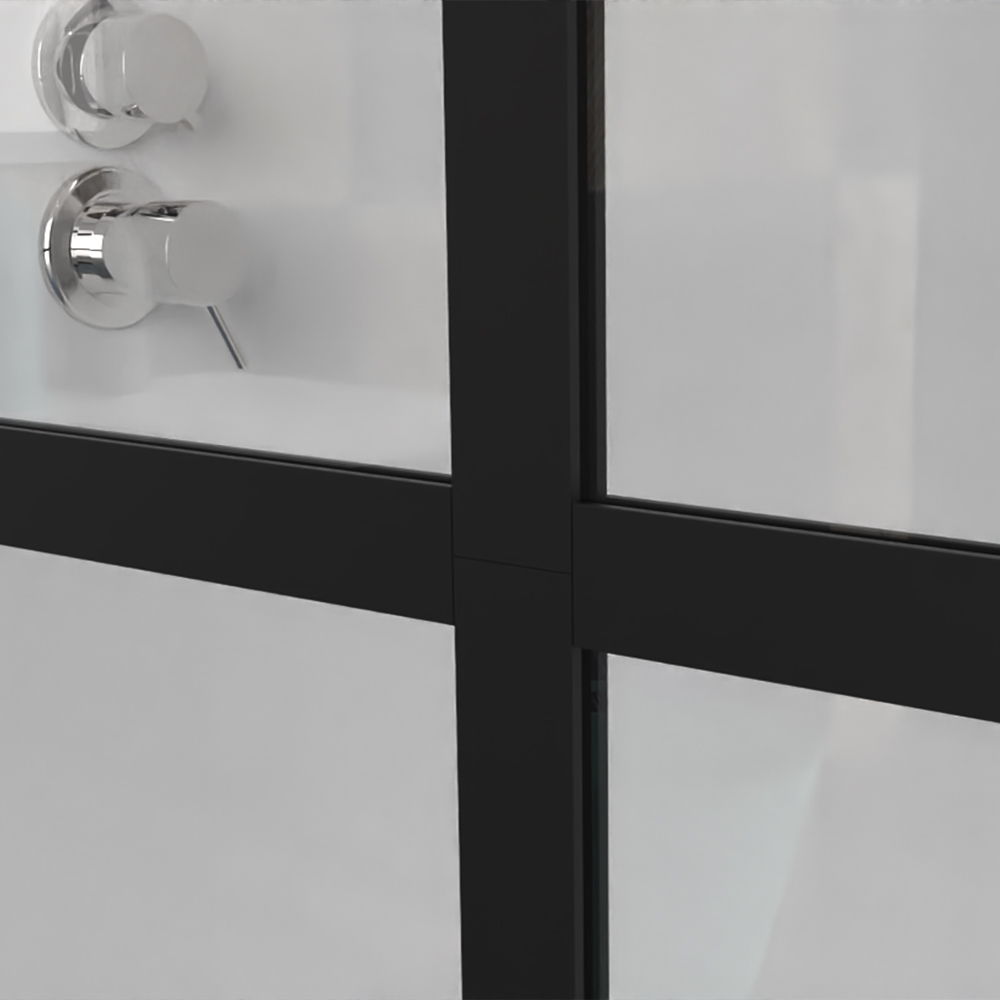 Shower Screen Door Frost Tempered Glass - Black