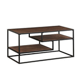 Contemporary Two Tone Metal Coffee Table - Dark Walnut by Walker Edison | Bel Furniture