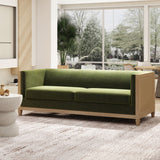 Georgia - Cane Tuxedo Sofa - Olive Green by Jennifer Taylor Home | Bel Furniture