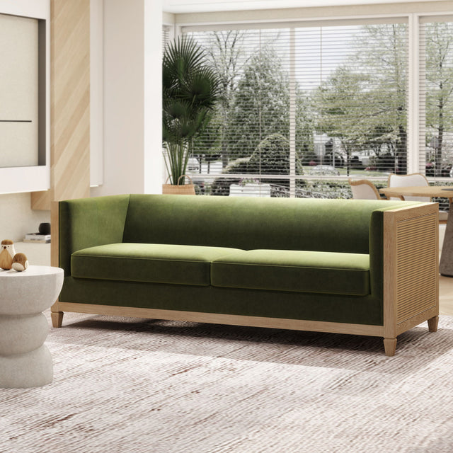 Georgia - Cane Tuxedo Sofa - Olive Green by Jennifer Taylor Home | Bel Furniture