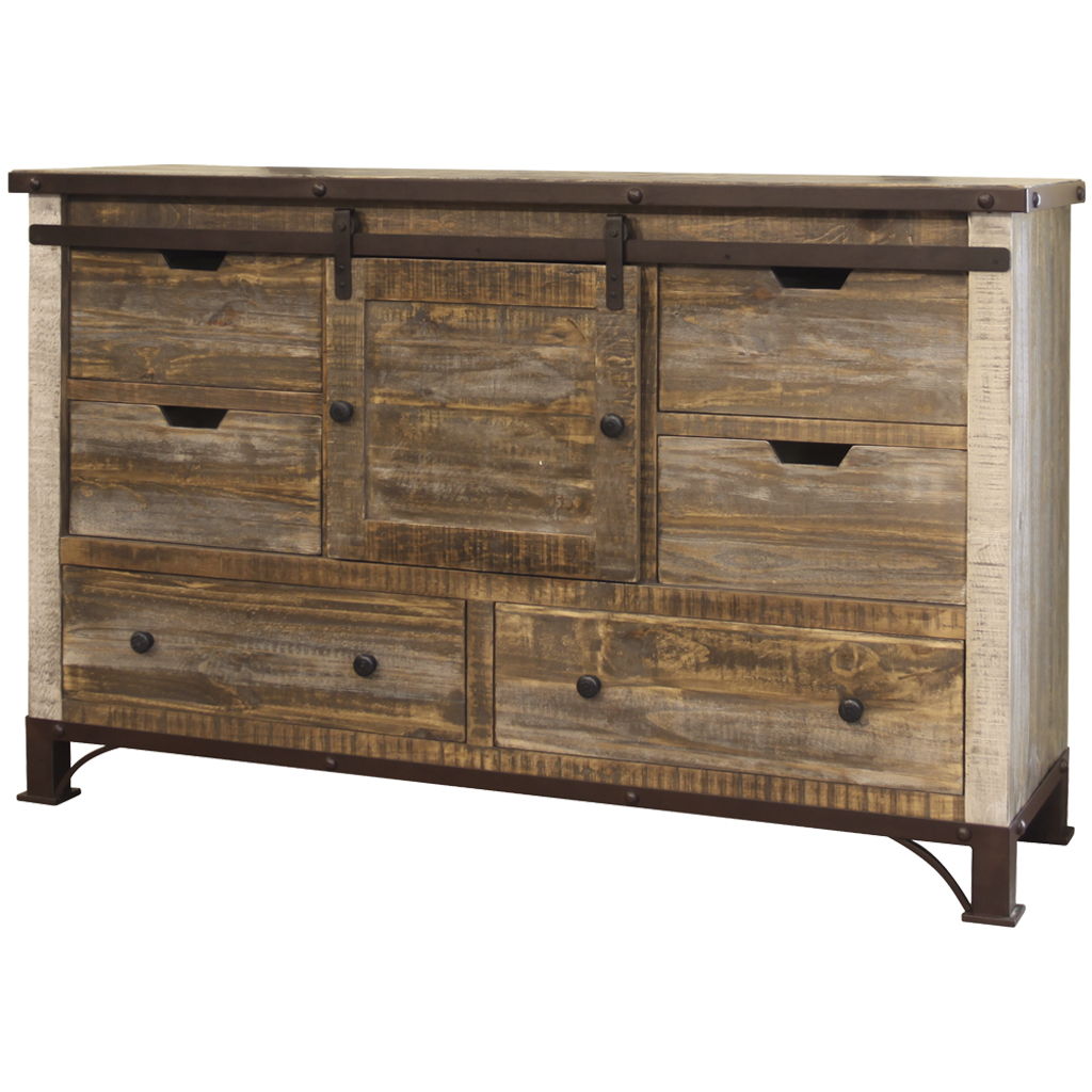 Solid Wood Six Drawer ,Triple Dresser - Brown