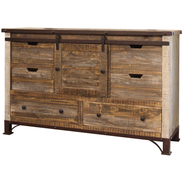 Solid Wood Six Drawer ,Triple Dresser - Brown