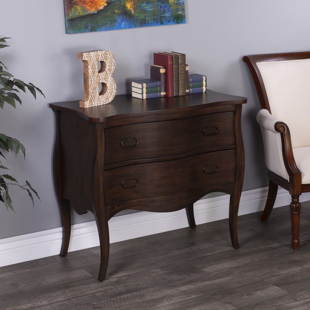 Solid Wood Two Drawer Dresser - Brown