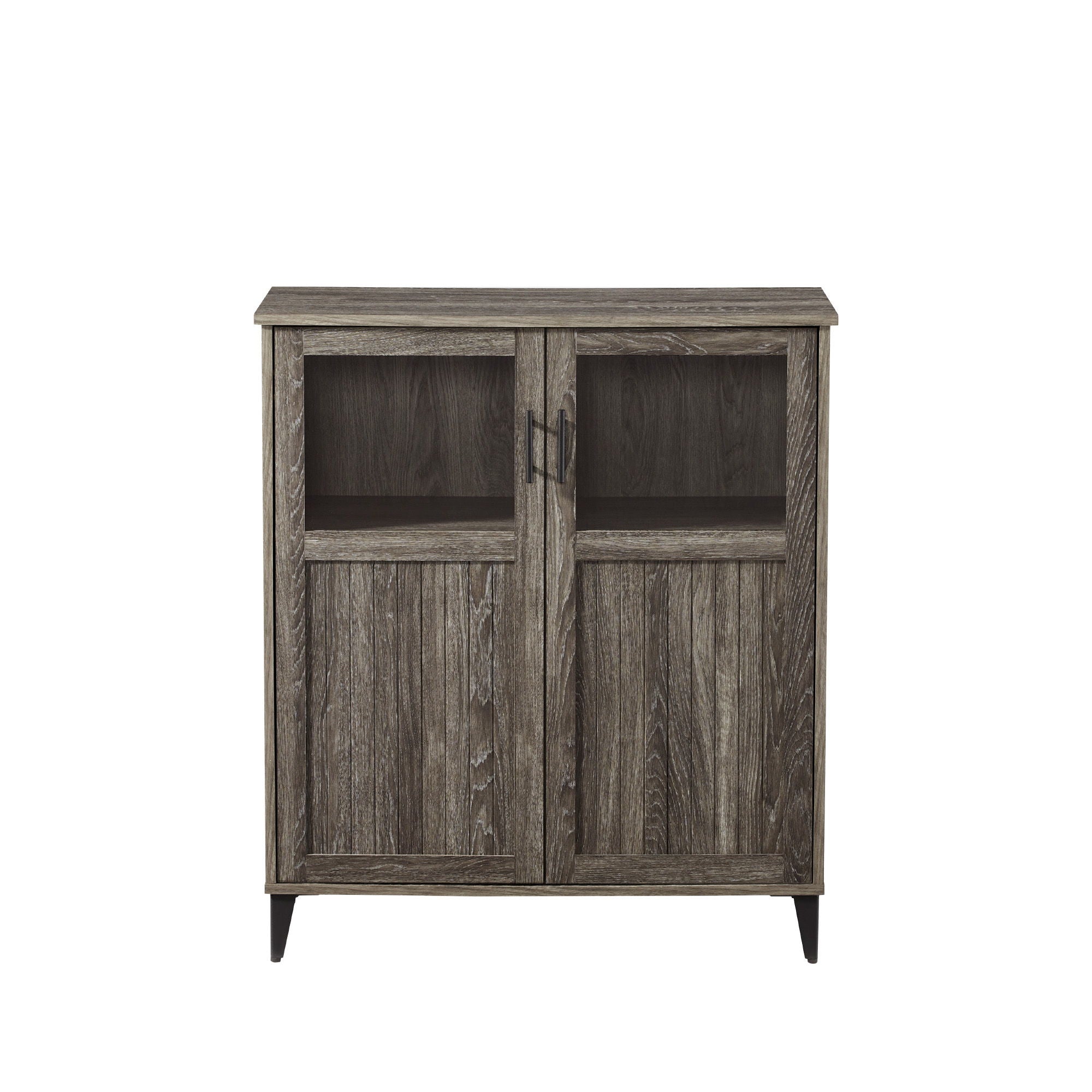 Modern Grooved Door Accent Cabinet - Cerused Ash