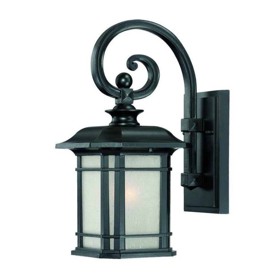 Frosted Linen Glass Lantern Wall Light - Matte Black