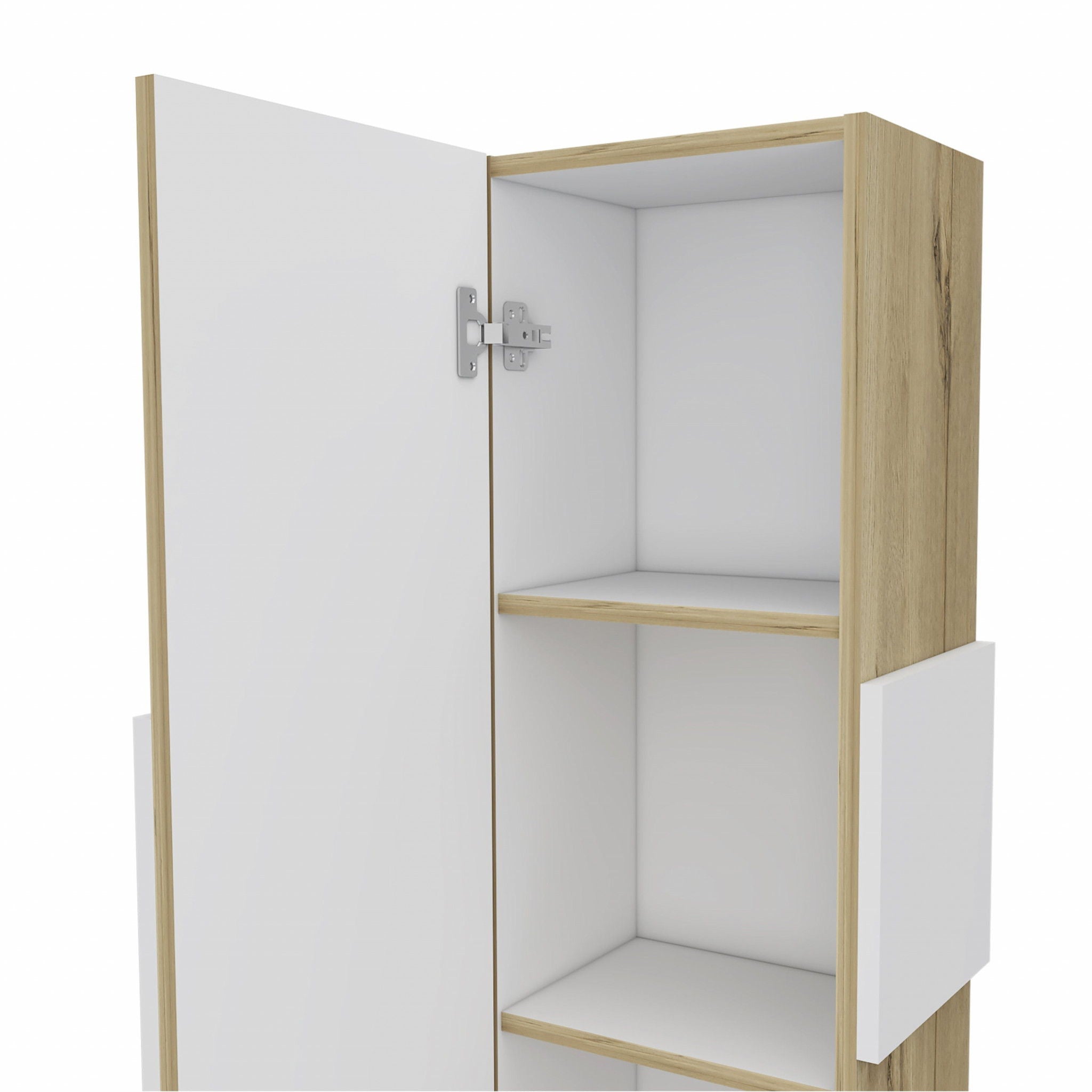 Multi Purpose Vertical Hanging Cabinet - Light Oak /	White