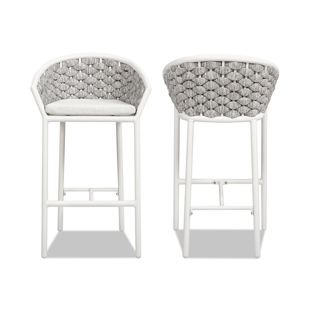 Rowan - Rope Barrel Low Back Patio Counter Stool (Set of 2) - Optic White by Jennifer Taylor Home | Bel Furniture