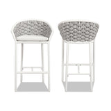 Rowan - Rope Barrel Low Back Patio Counter Stool (Set of 2) - Optic White by Jennifer Taylor Home | Bel Furniture