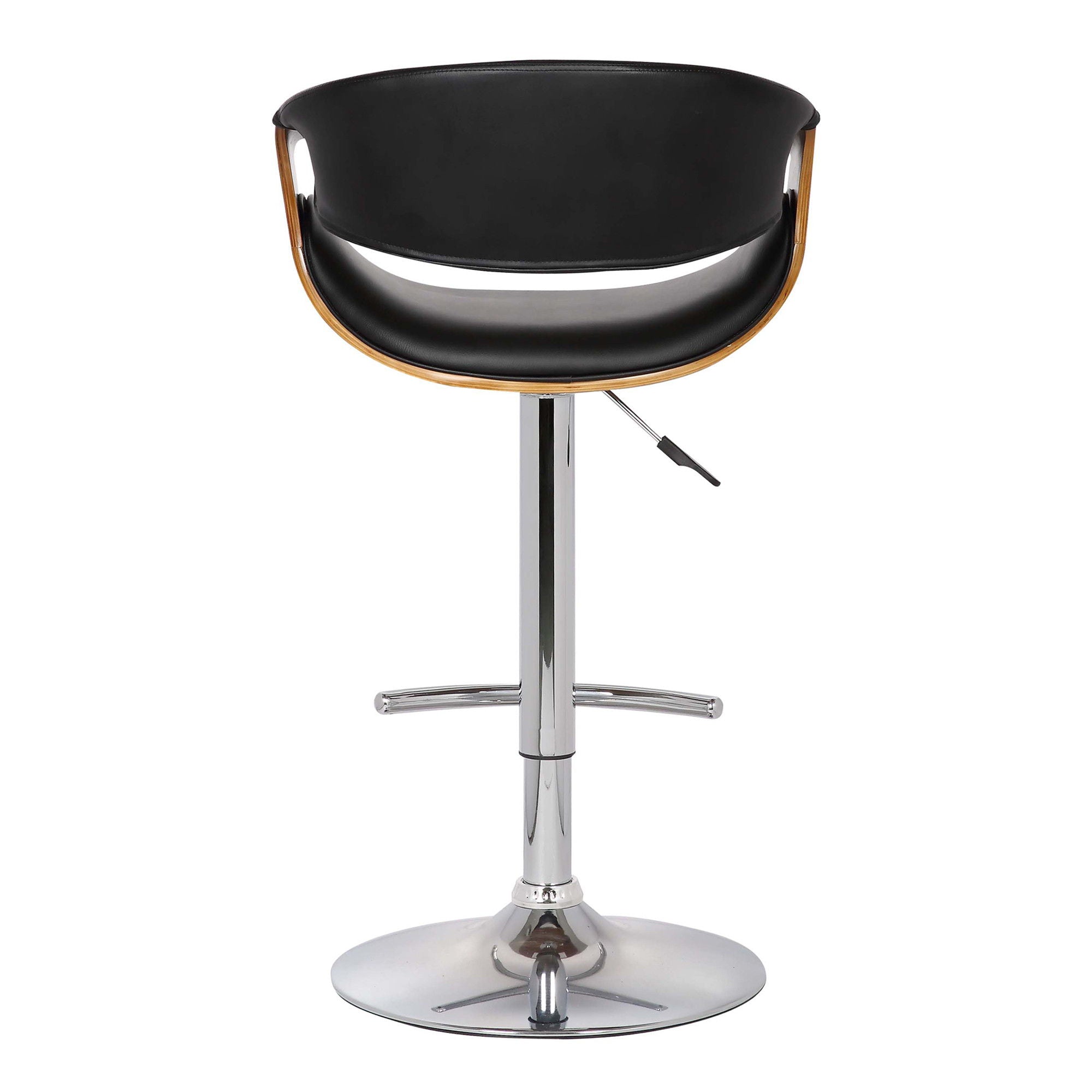 Solid Wood Swivel Low Back Adjustable Height Bar Chair - Black / Silver