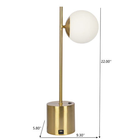 Ethereal - Modern Small Table Lamp, Desk Lamp Fixture With Globe Shade - Gold / White - view 9