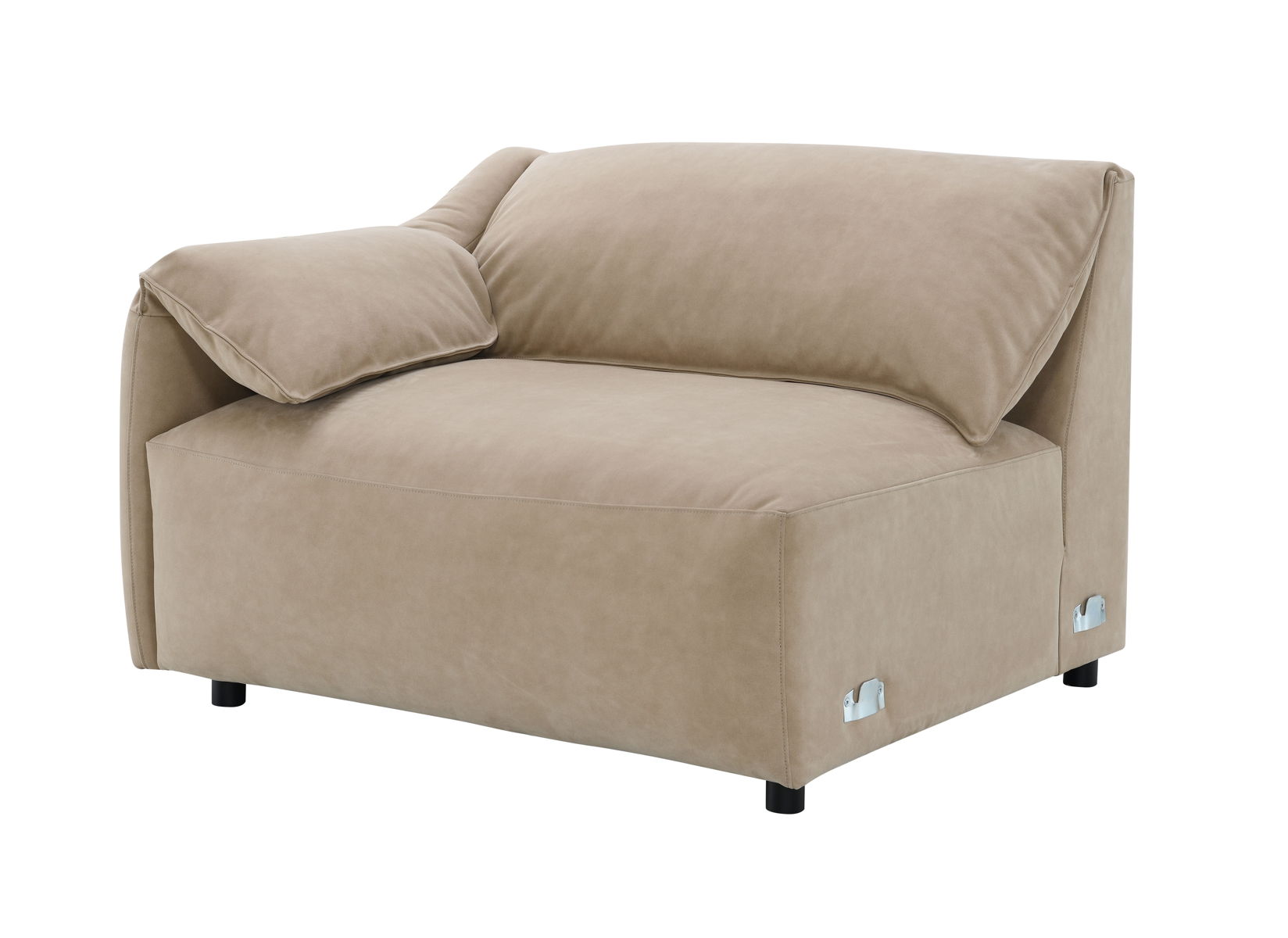 Veata - Suede Sectional Sofa With Right Hand Facing Chaise - Light Brown