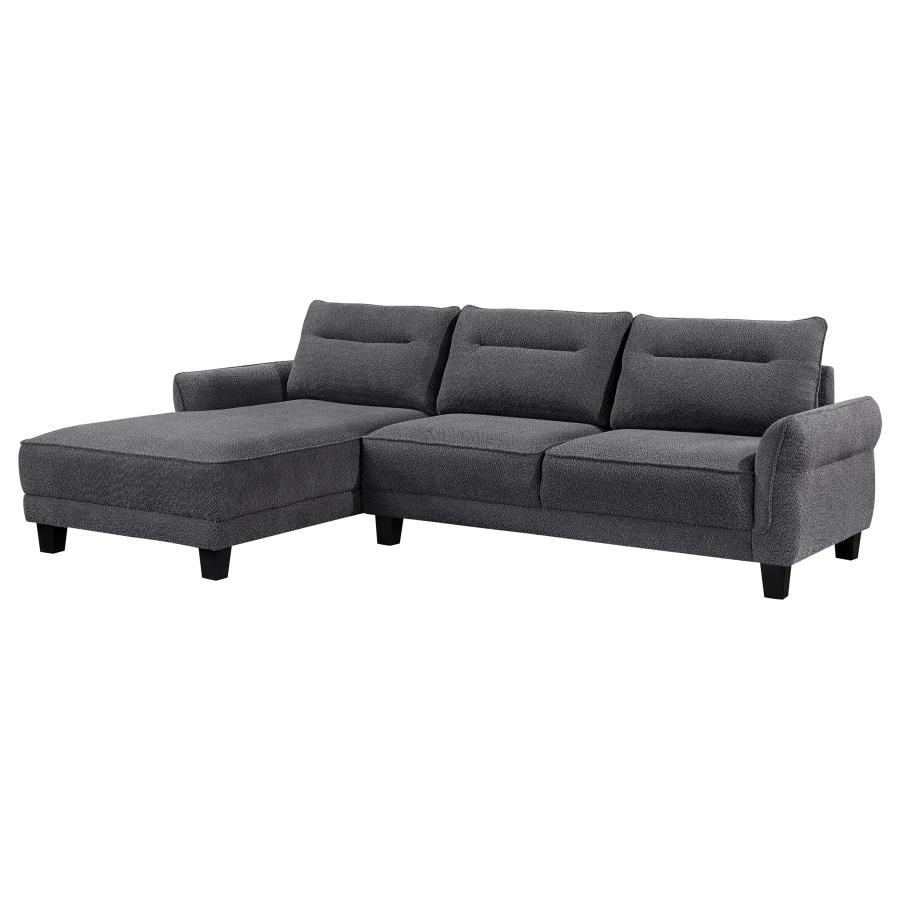 Caspian - Upholstered Curved Arm Chaise Sectional Sofa Dark Gray by Coaster Fine Furniture | Bel Furniture