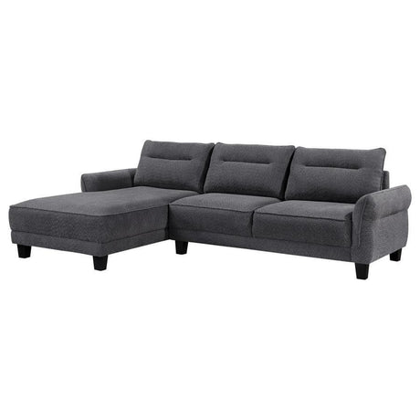 Caspian - Upholstered Curved Arm Chaise Sectional Sofa Dark Gray by Coaster Fine Furniture | Bel Furniture