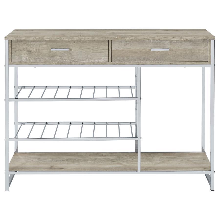 Melrose - 2-Drawer Home Bar Storage With Wine Rack Gray - Gray by Coaster Fine Furniture | Bel Furniture