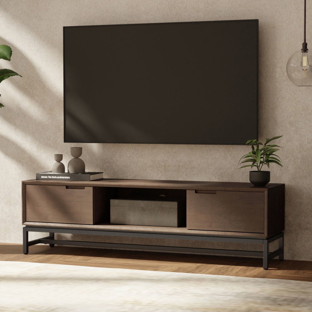 Banting - Low TV Stand - Walnut Brown by Simpli-Home | Bel Furniture