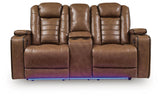 Gruaro - Power Reclining Loveseat With Console / Adjustable Headrest - Amber
