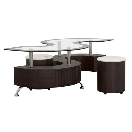 Buckley - 3 Piece Coffee Table And Stools Set Dark Brown by Coaster Fine Furniture | Bel Furniture
