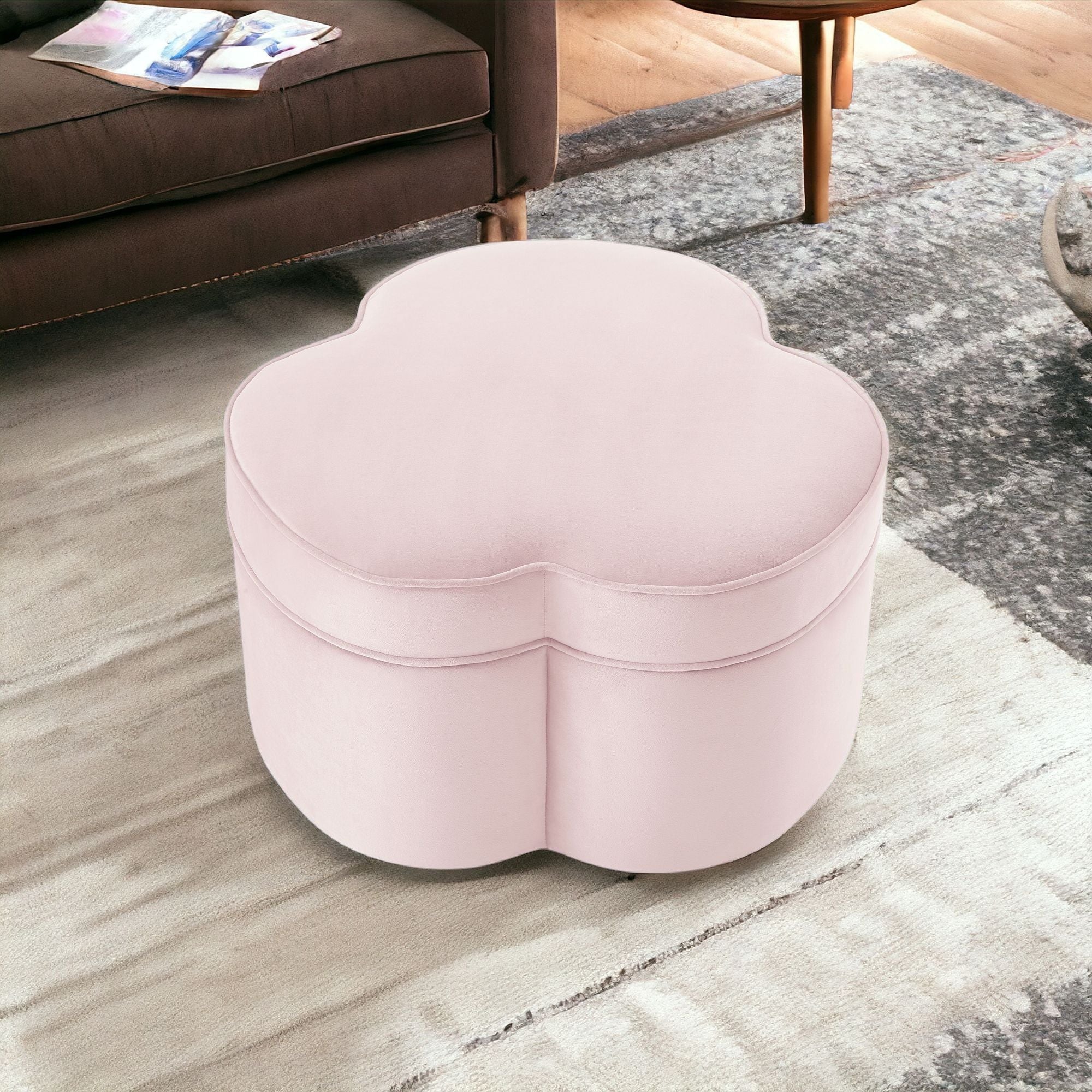 Velvet Specialty Cocktail Ottoman - Blush