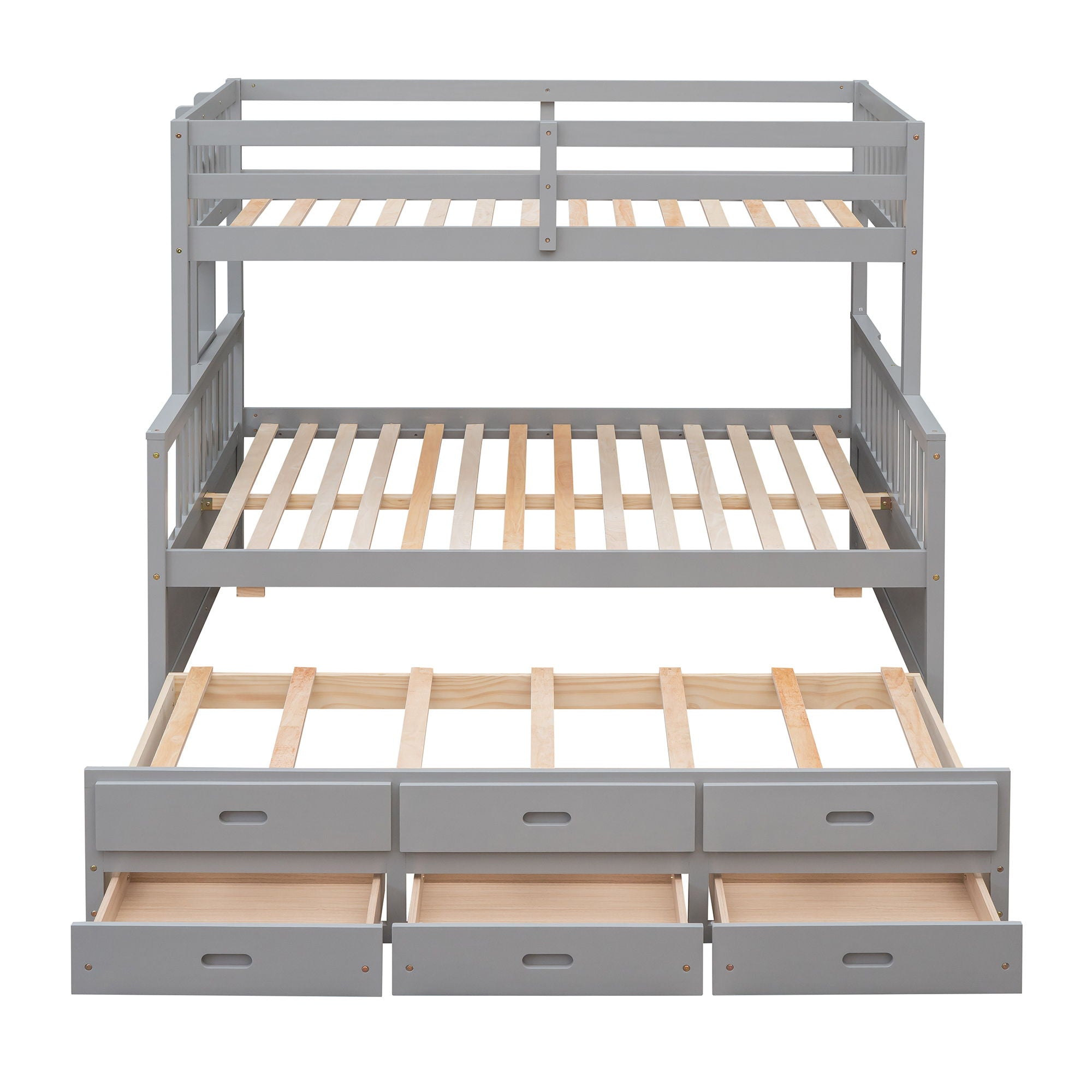 Twin Over Full Bunk Bed With Twin Size Trundle, Separable Bunk Bed With Drawers For Bedroom