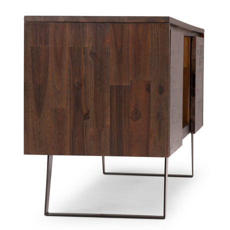 Lowry - TV Media Stand - Distressed Charcoal Brown by Simpli-Home | Bel Furniture