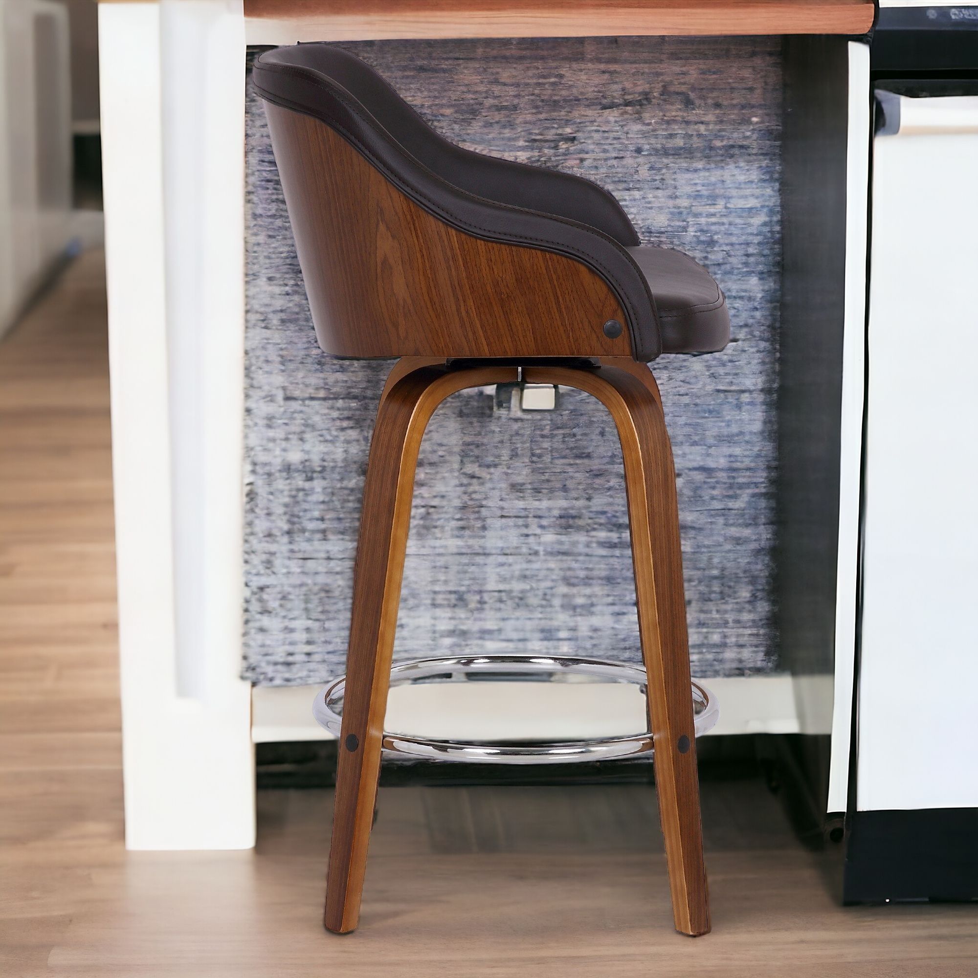 Swivel Low Back Counter Height Bar Chair - Brown