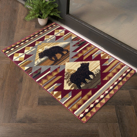 Nature's Nest - 5'3" X 7'3" Lodge Area Rug Polypropylene - Multi, Red by Icona Home Decor | Bel Furniture