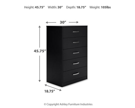 Finch - Five Drawer Chest - 46" Height - Black - view 12
