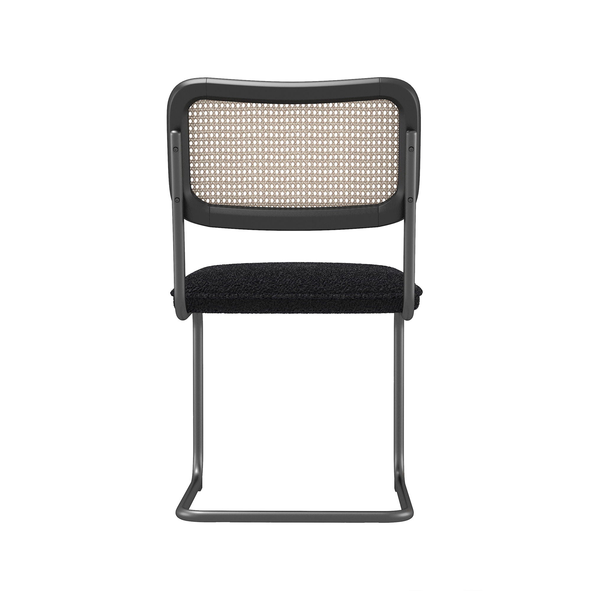 Teddy Velvet Dining Chair With High-Density Sponge, Rattan Chair (Set of 2) For Dining Room, Living Room - Black