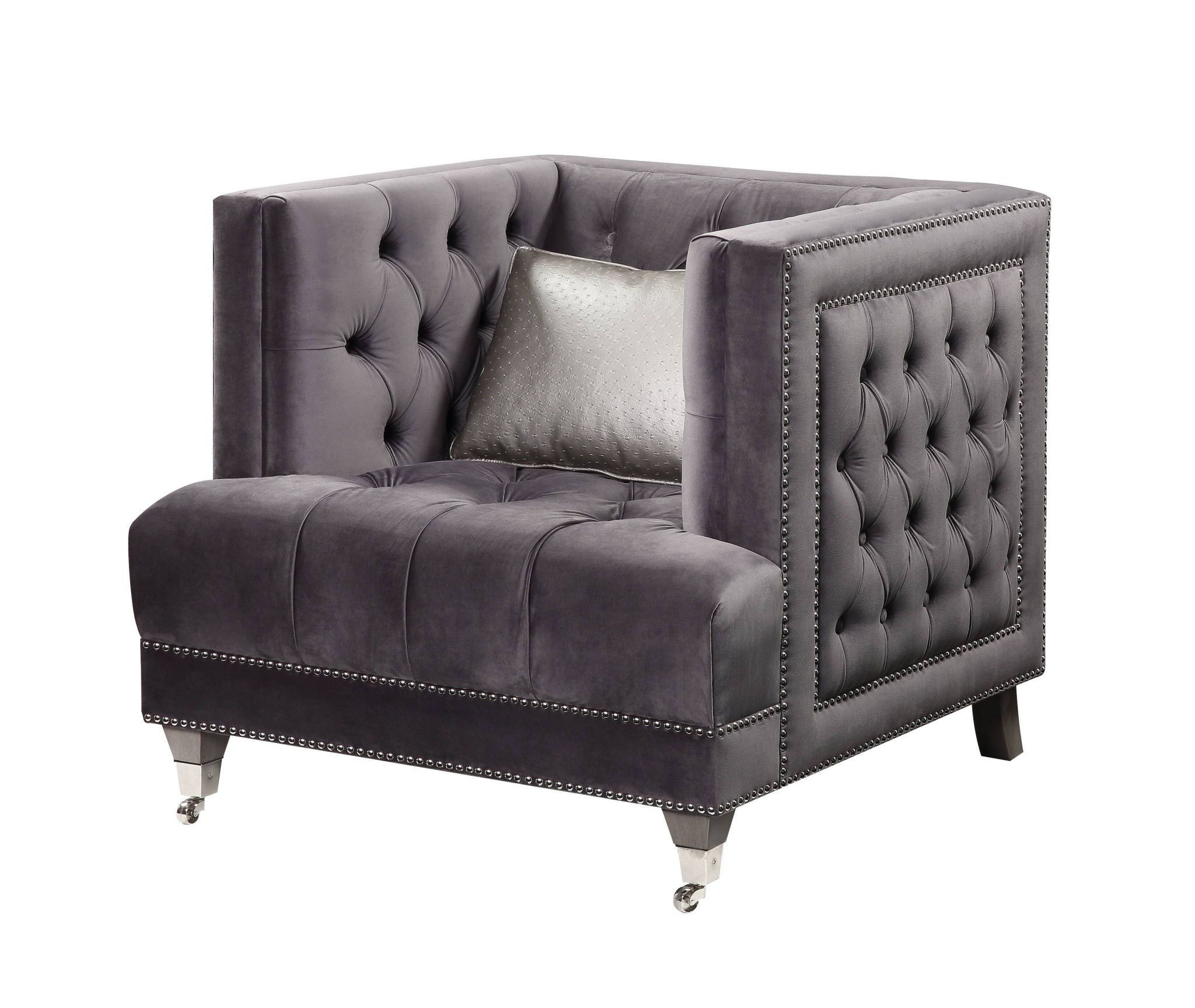 Tufted Arm Chair - Gray