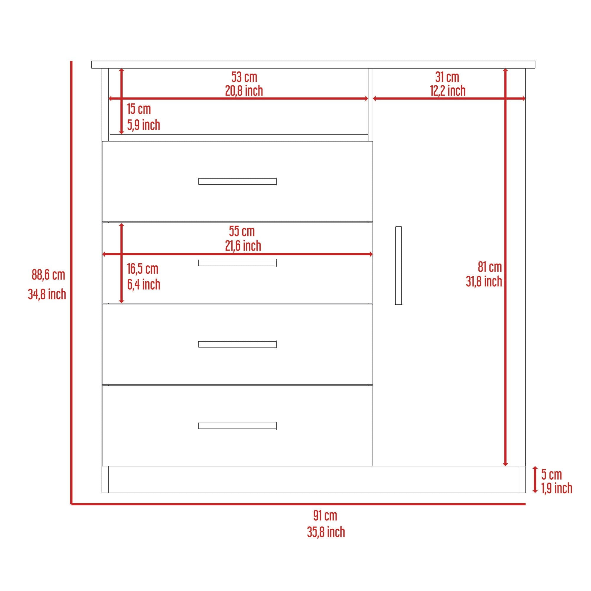 Four Drawer Dresser - Black