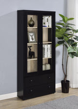 Hawthorne - 4-Shelf Glass Door Tall Cabinet With Drawers by Coaster Fine Furniture | Bel Furniture