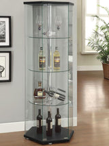 Zahavah - 4-Shelf Hexagonal Clear Glass Curio Cabinet by CoasterEveryday | Bel Furniture