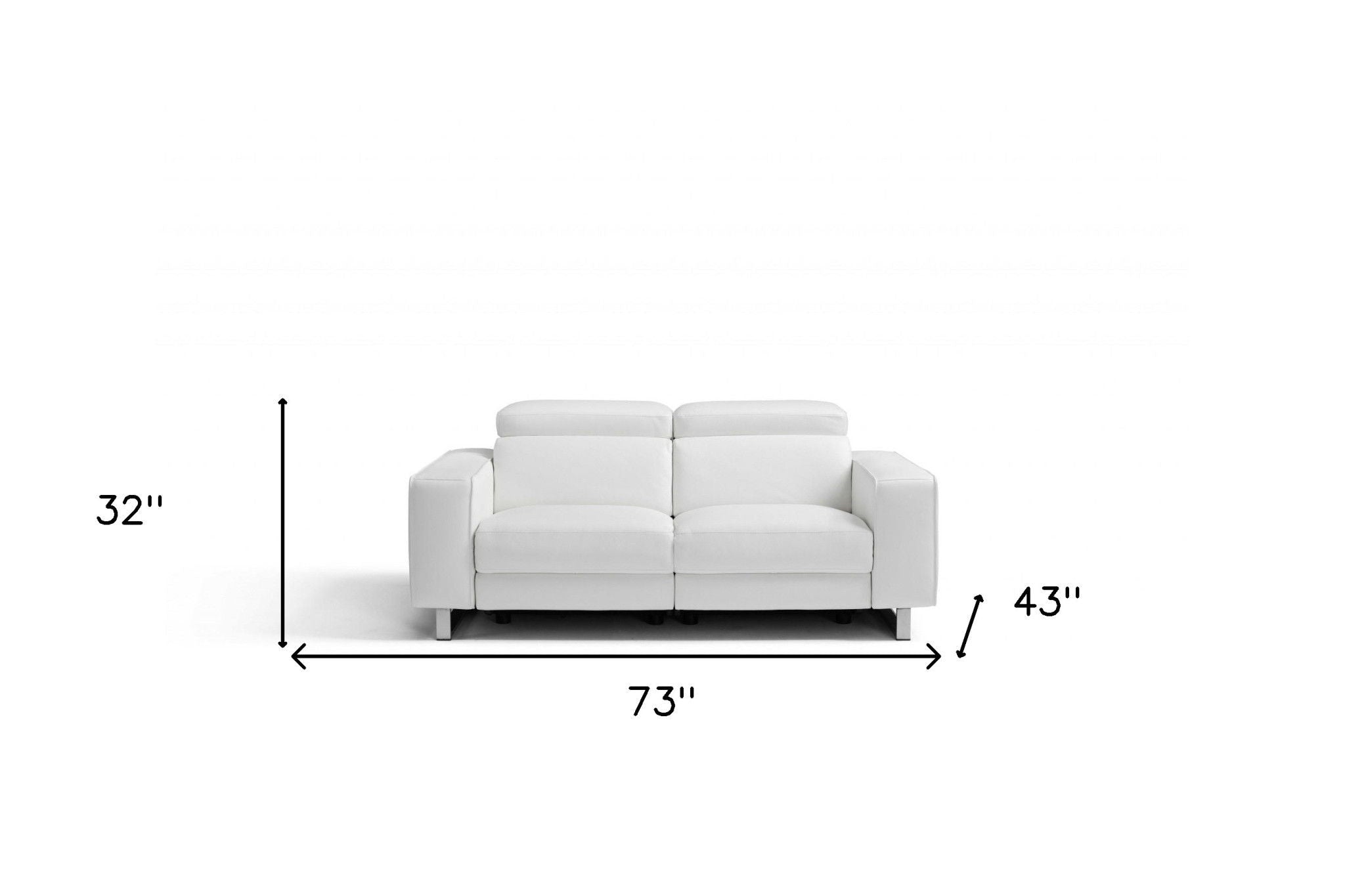 Top Grain Leather Manual Reclining Love Seat - White / Silver