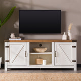 Modern Farmhouse Barn Door 3 Shelf TV Stand For TVs Up To 65” by Walker Edison | Bel Furniture