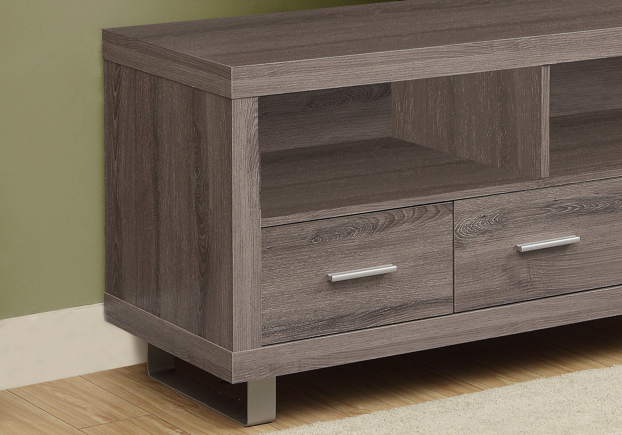 Taupe Cabinet Enclosed Storage TV Stand - Deep