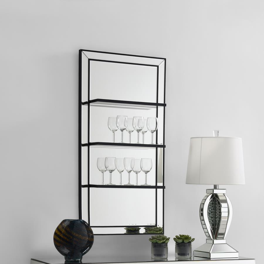 Oriel - Rectangular 3-Shelf Wall Mirror - Silver by CoasterEssence | Bel Furniture