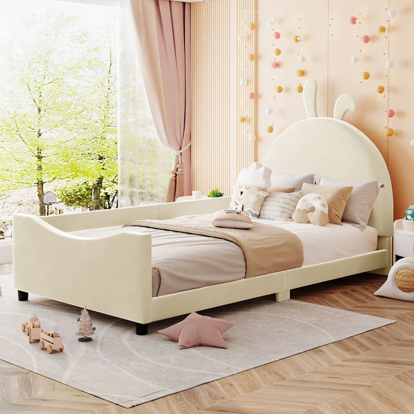 Upholstered Daybed With Rabbit Ear Shaped Headboard