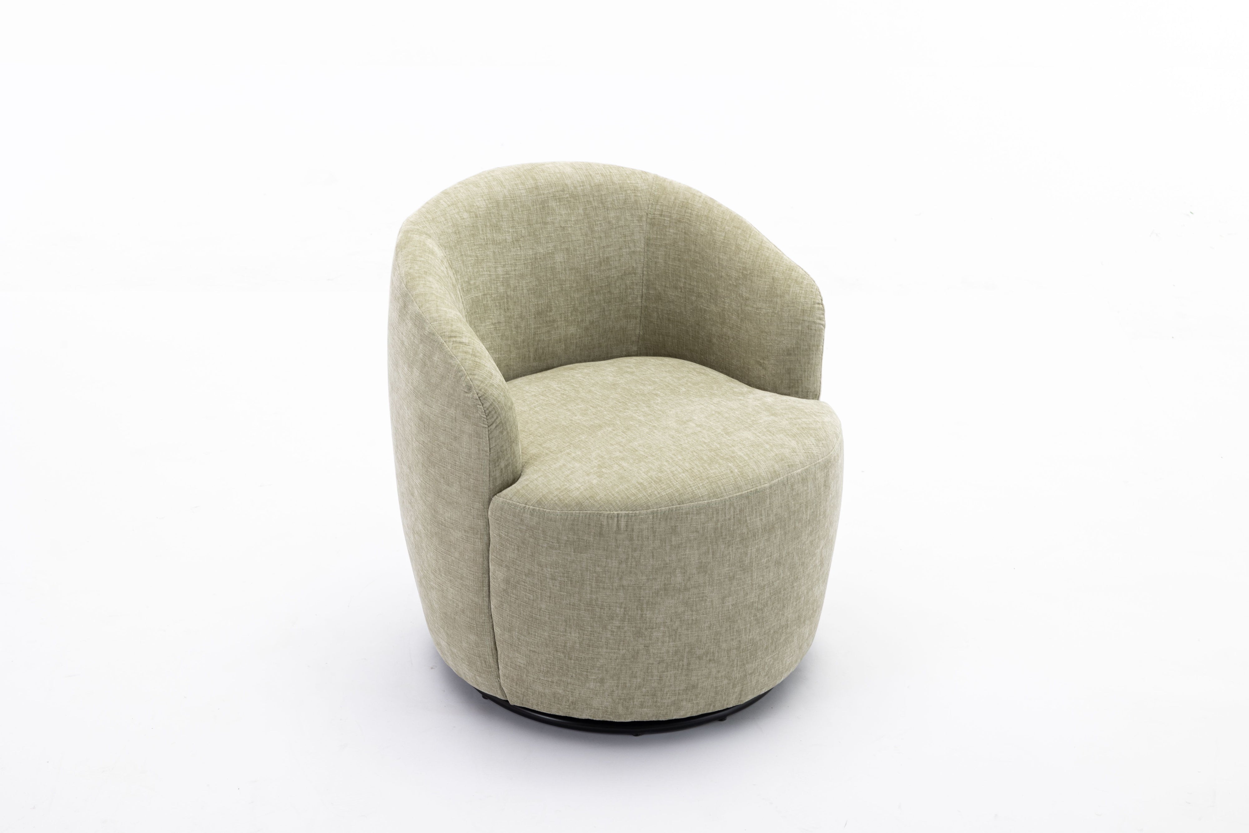 Chenille Fabric Swivel Accent Armchair Barrel Chair With Powder Coating Metal Ring