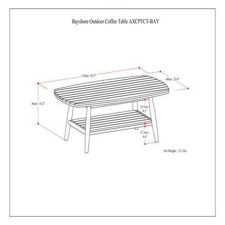 Bayshore - Outdoor Coffee Table - Light Teak - view 5